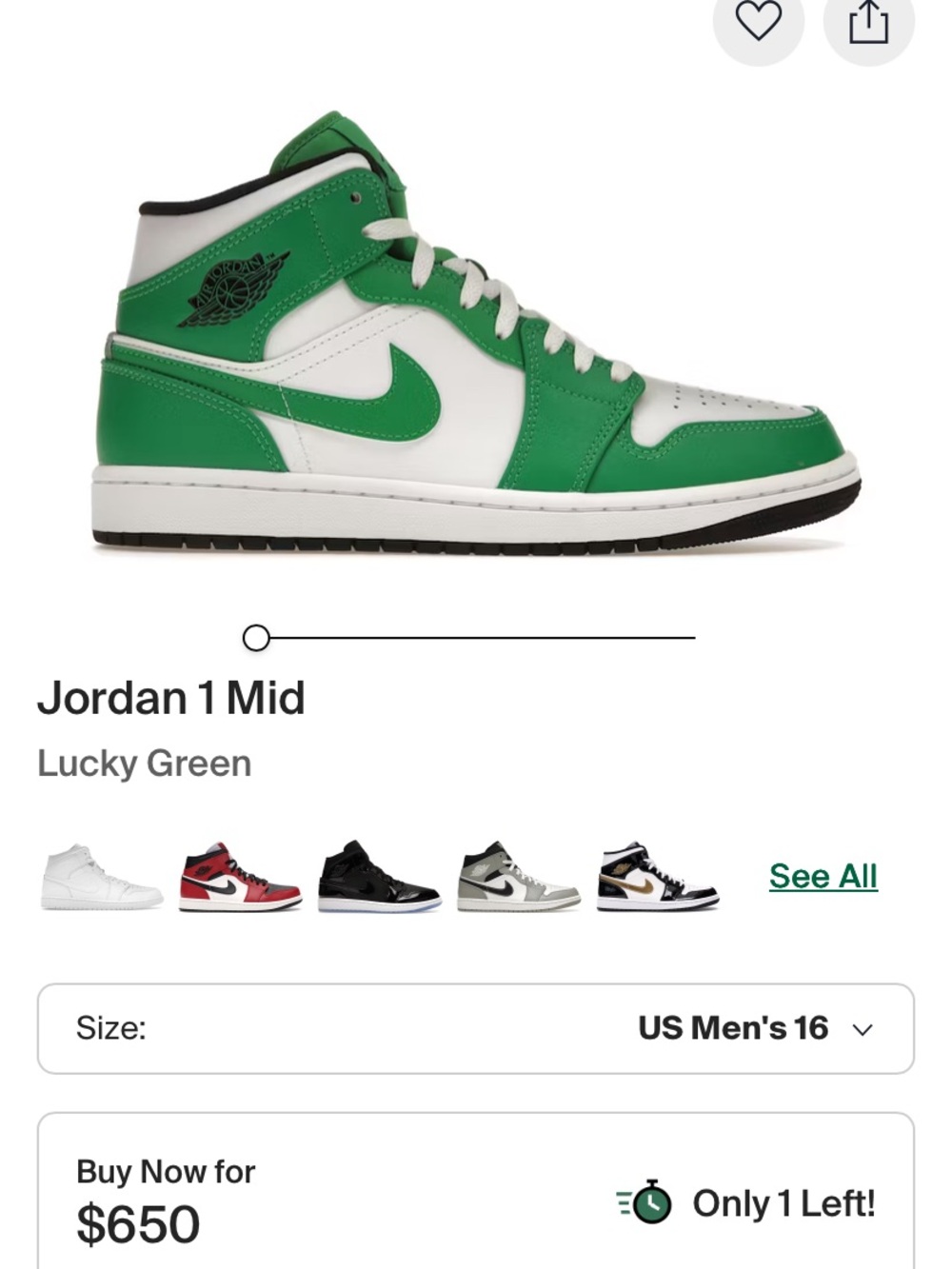 Jordan 1 Mid - Green/White